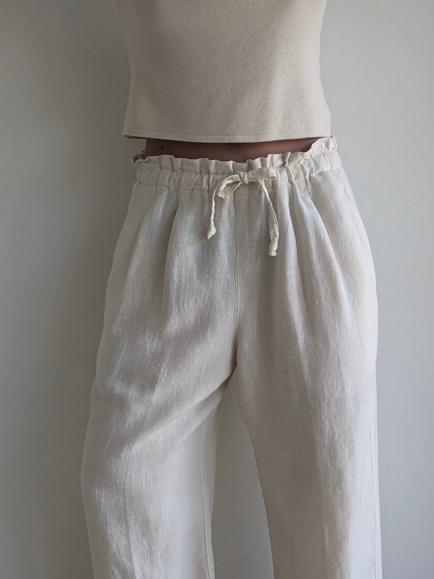 Vintage Buttercream Linen Leisure Pants