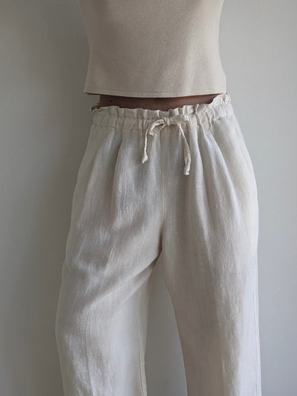 Vintage Buttercream Linen Leisure Pants