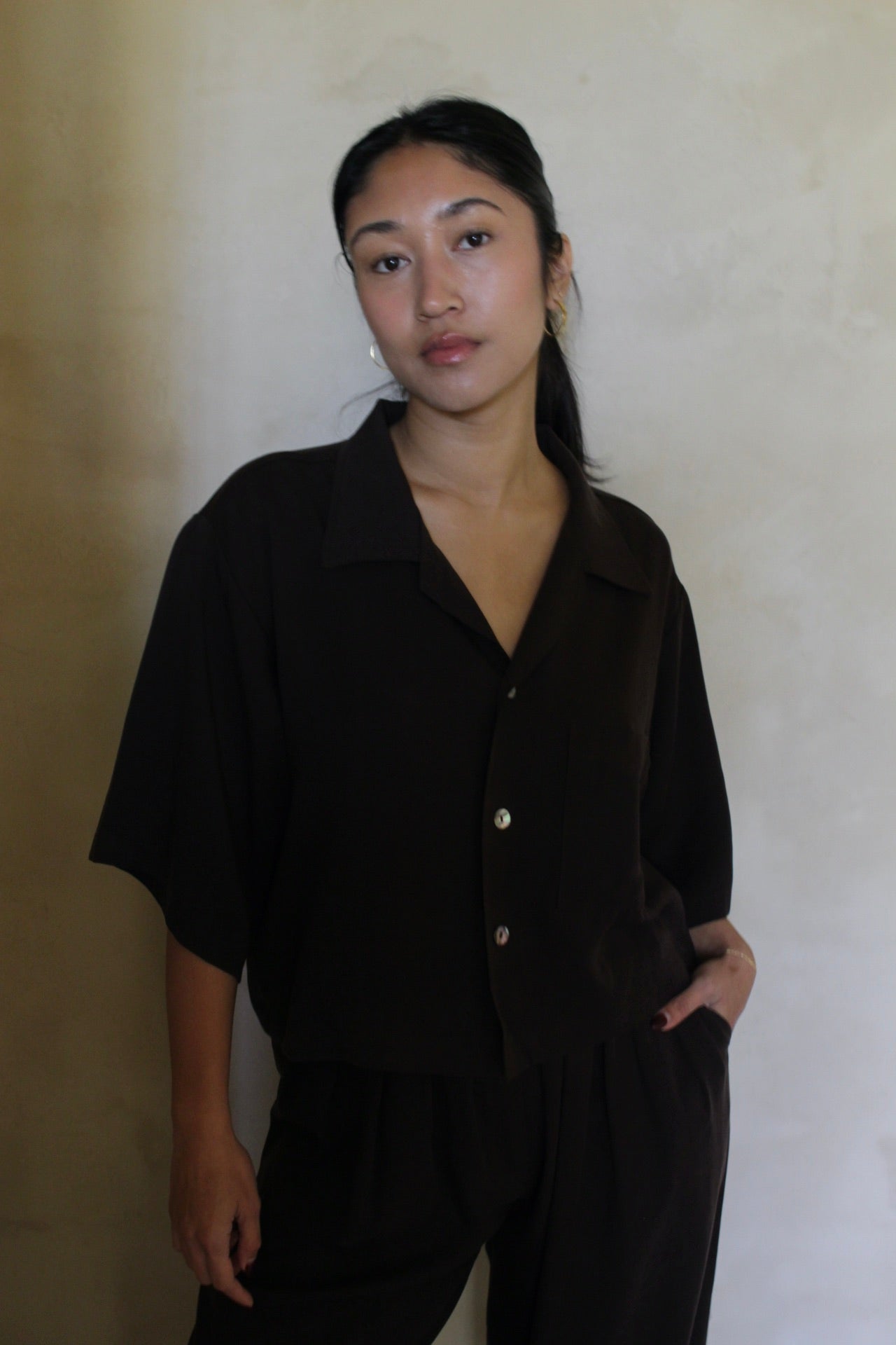 Rae Tencel Cropped Button Up