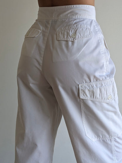Favorite Vintage Eggshell Pleated Cargo Pants