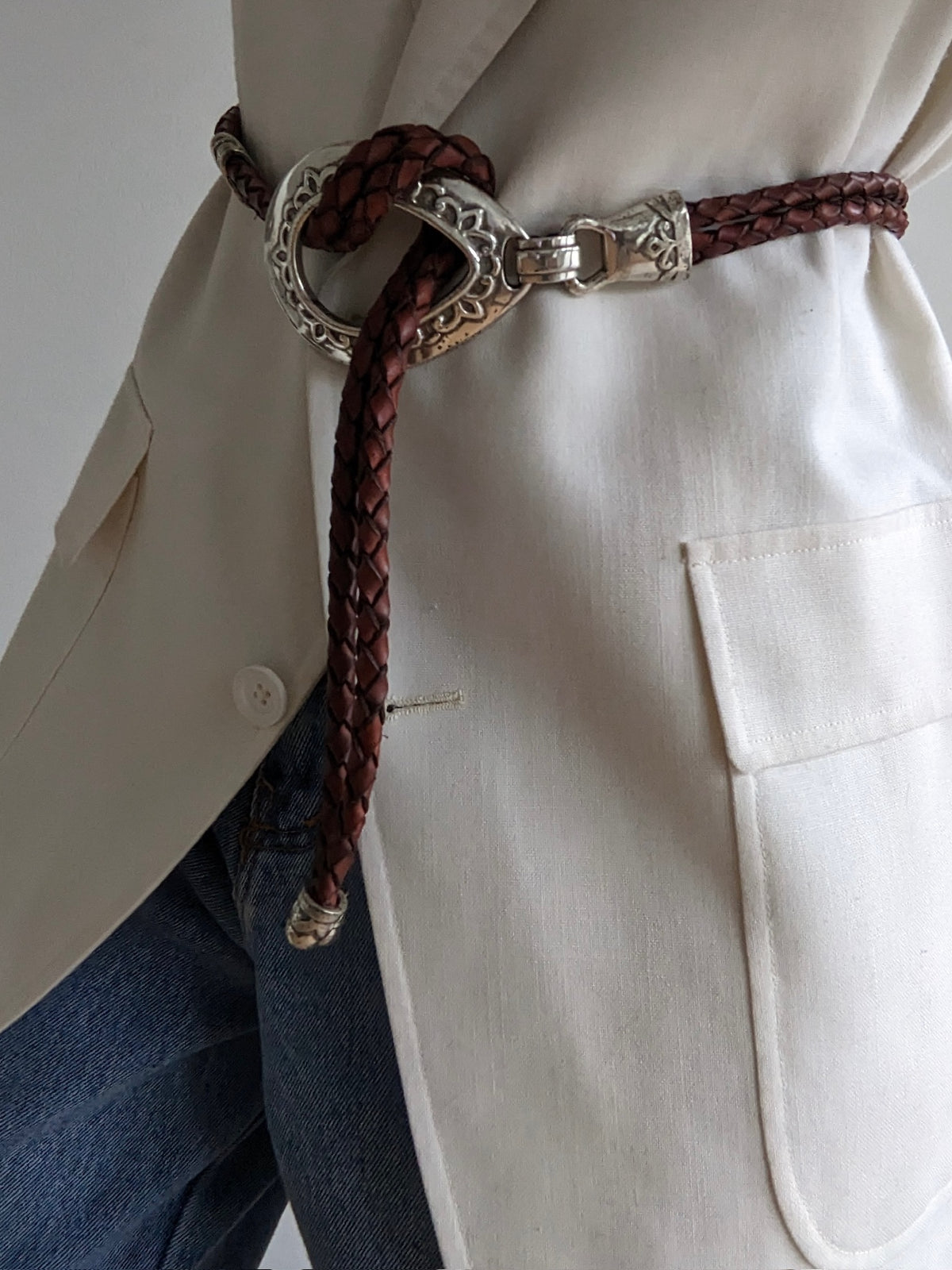 Favorite Vintage Western Braided Leather & Silver Loop Belt