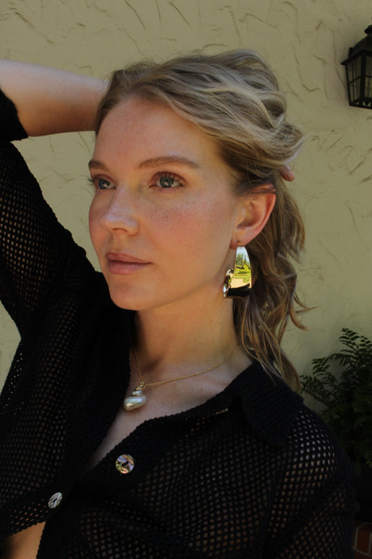 Statement Vintage Gold Hammered Hoop Earrings