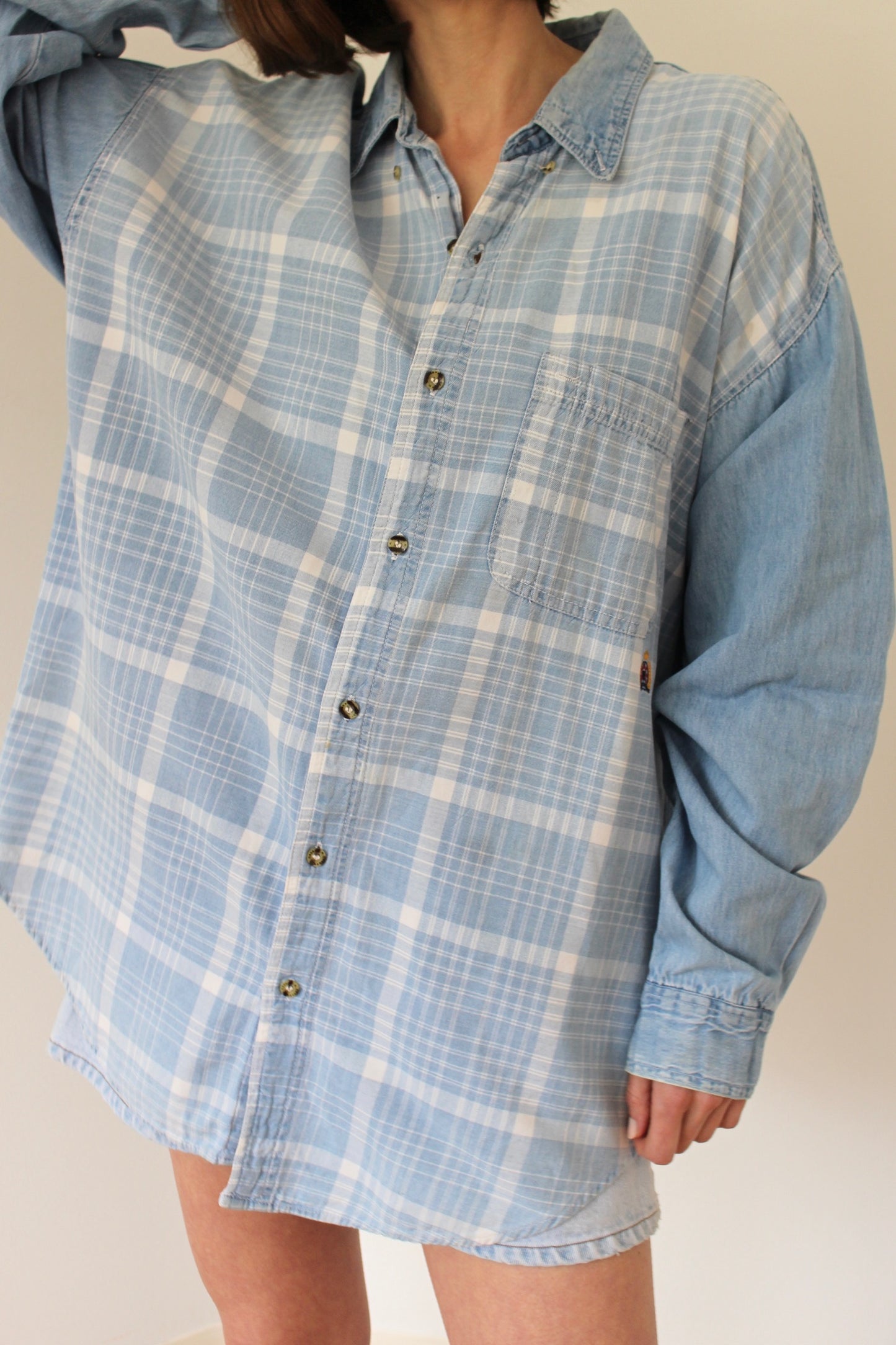 Vintage Plaid Denim Shirt