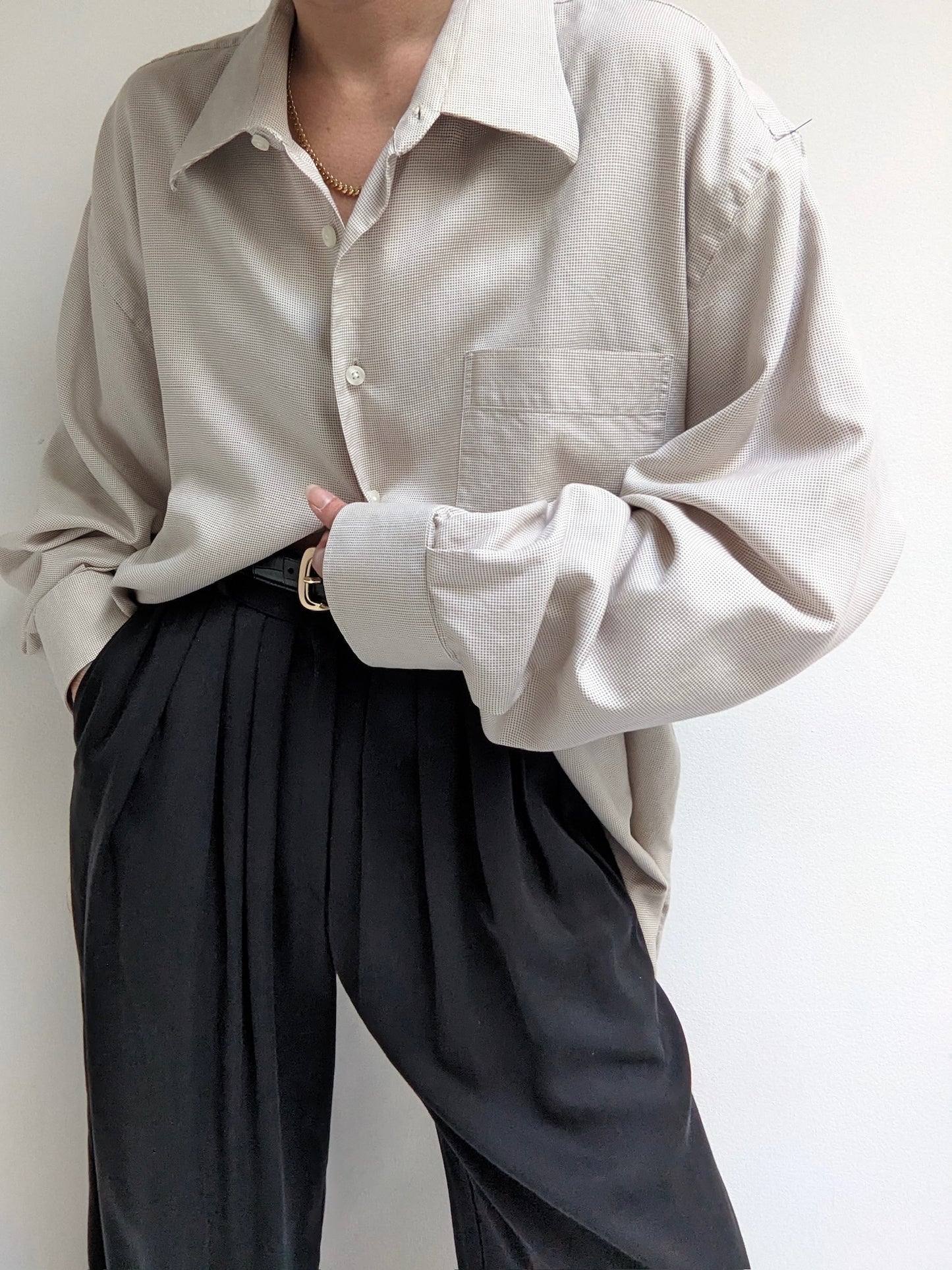 Vintage Sand Woven Cotton Shirt