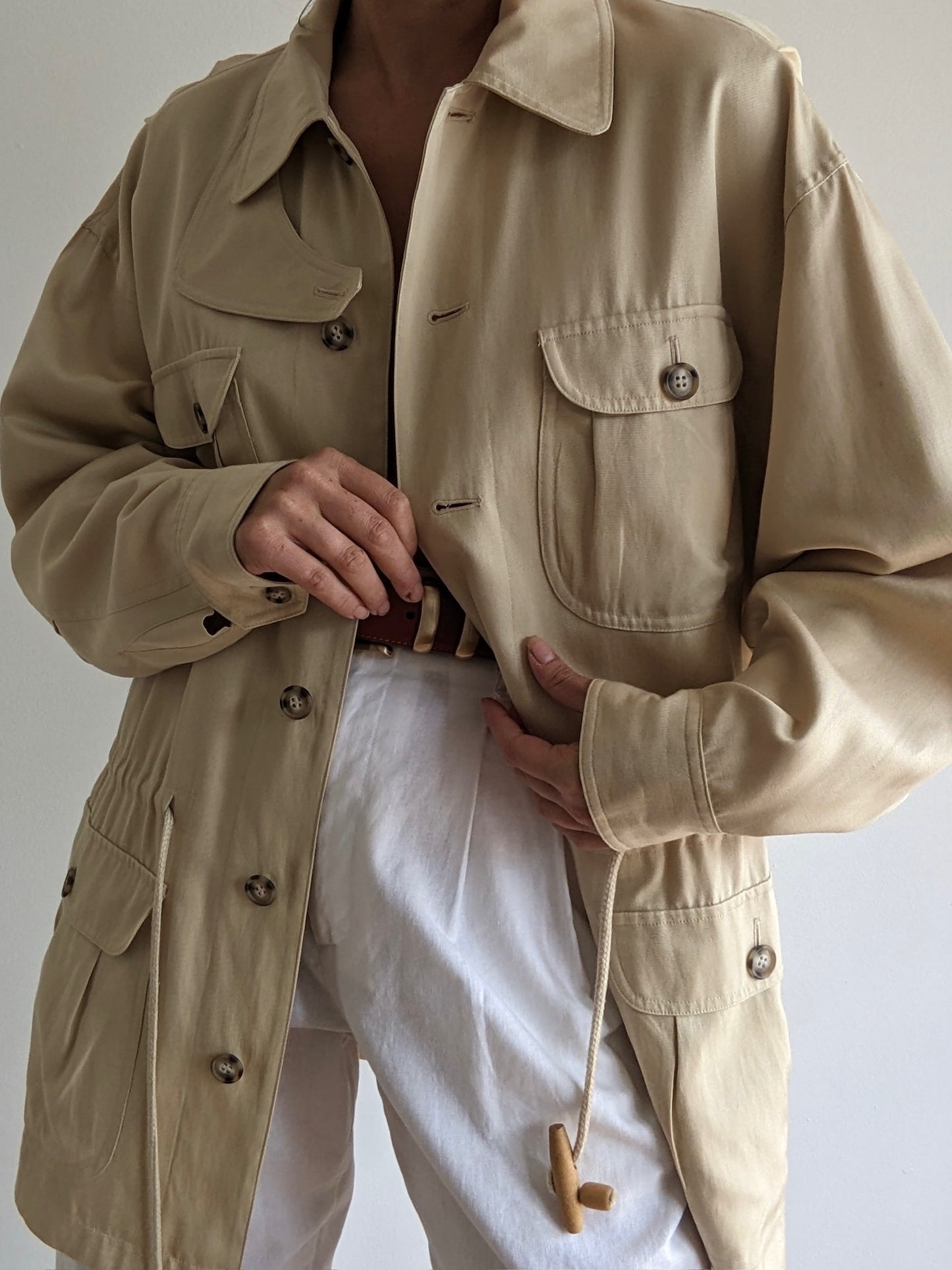 Vintage Sand Twilled Silk Chore Jacket