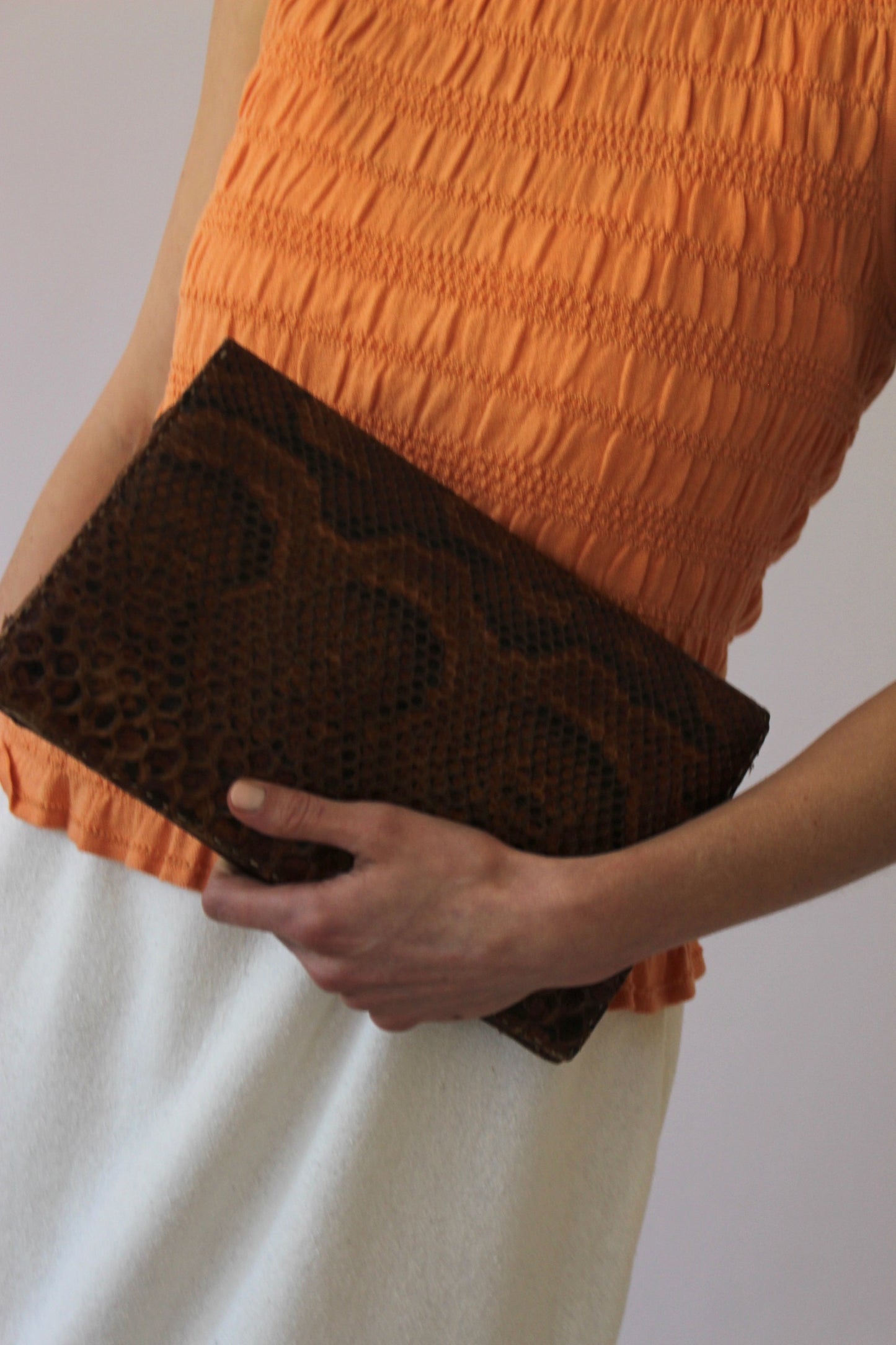 Incredible Vintage Genuine Snakeskin Clutch Bag