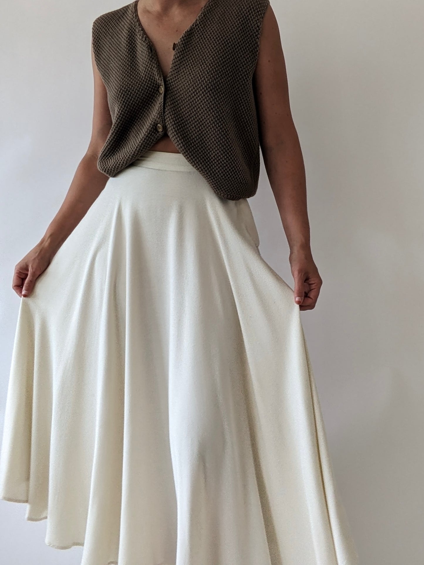 Vintage Cream Maxi Skirt