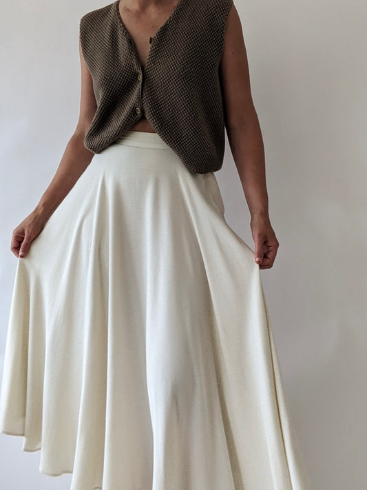Vintage Cream Maxi Skirt