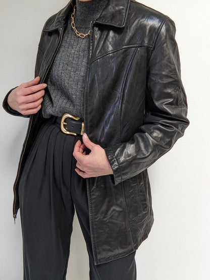 Incredibly Supple Vintage Onyx Belted Leather Jacket