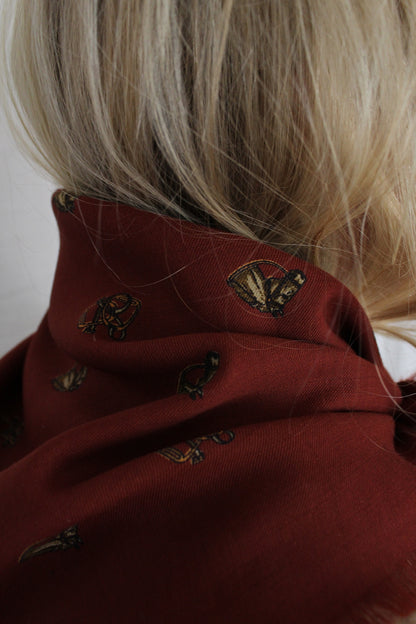 Vintage Ralph Lauren Rust Equestrian Themed Scarf