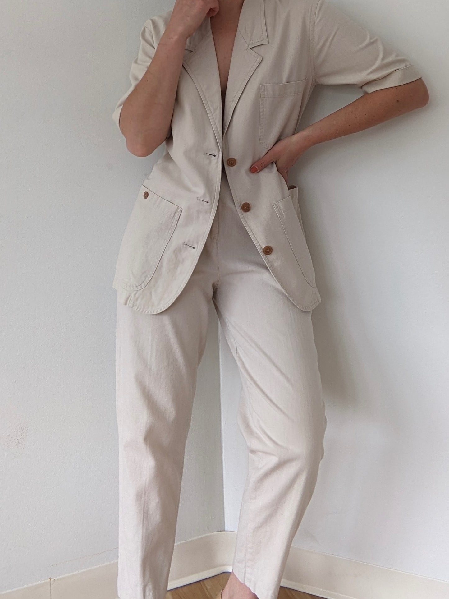 Vintage Sand Linen Pantsuit