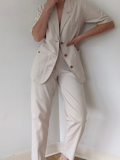 Vintage Sand Linen Pantsuit