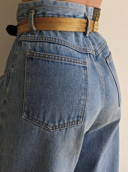Vintage Embossed Leather & Mesh Chain Belt