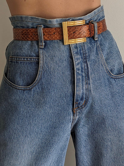 Vintage Cognac Genuine Snakeskin Belt
