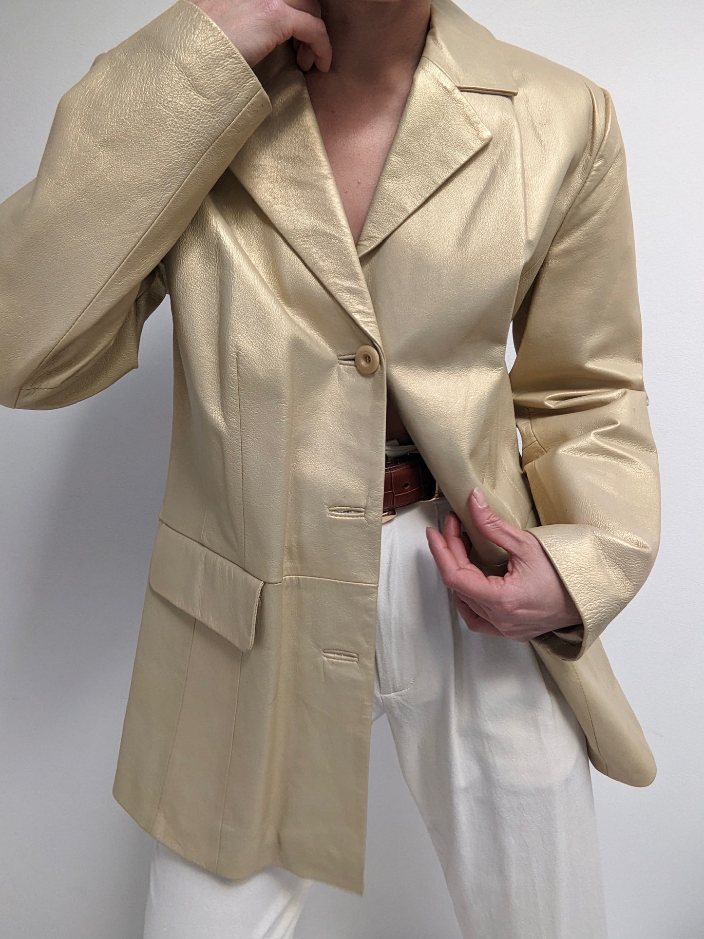 Vintage Pale Gold Leather Jacket