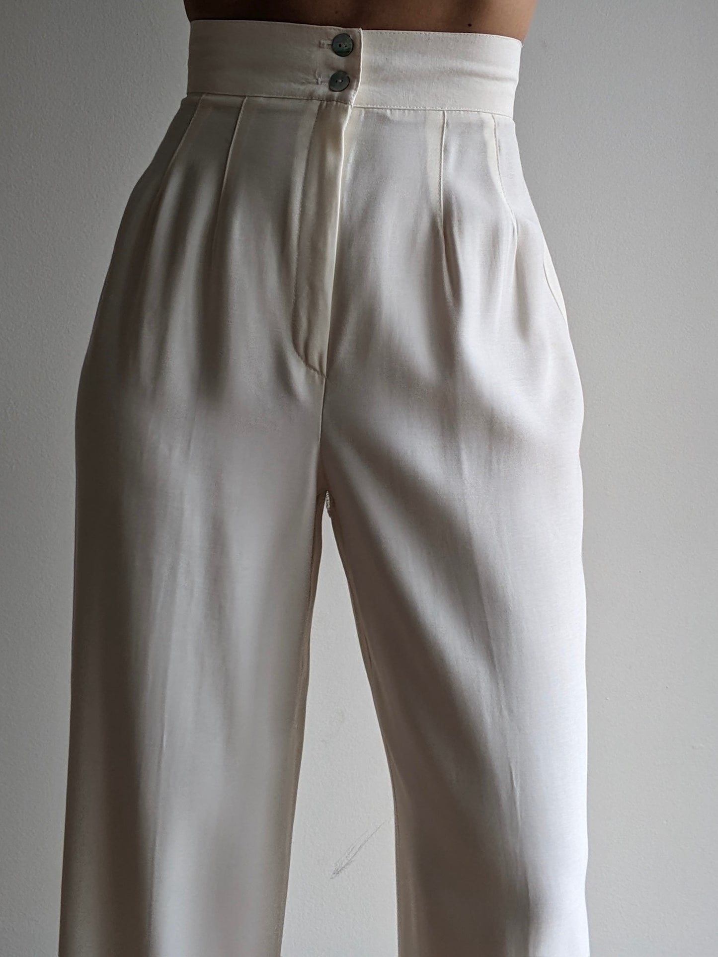 Beautiful Vintage Cream Wide-Leg Pants