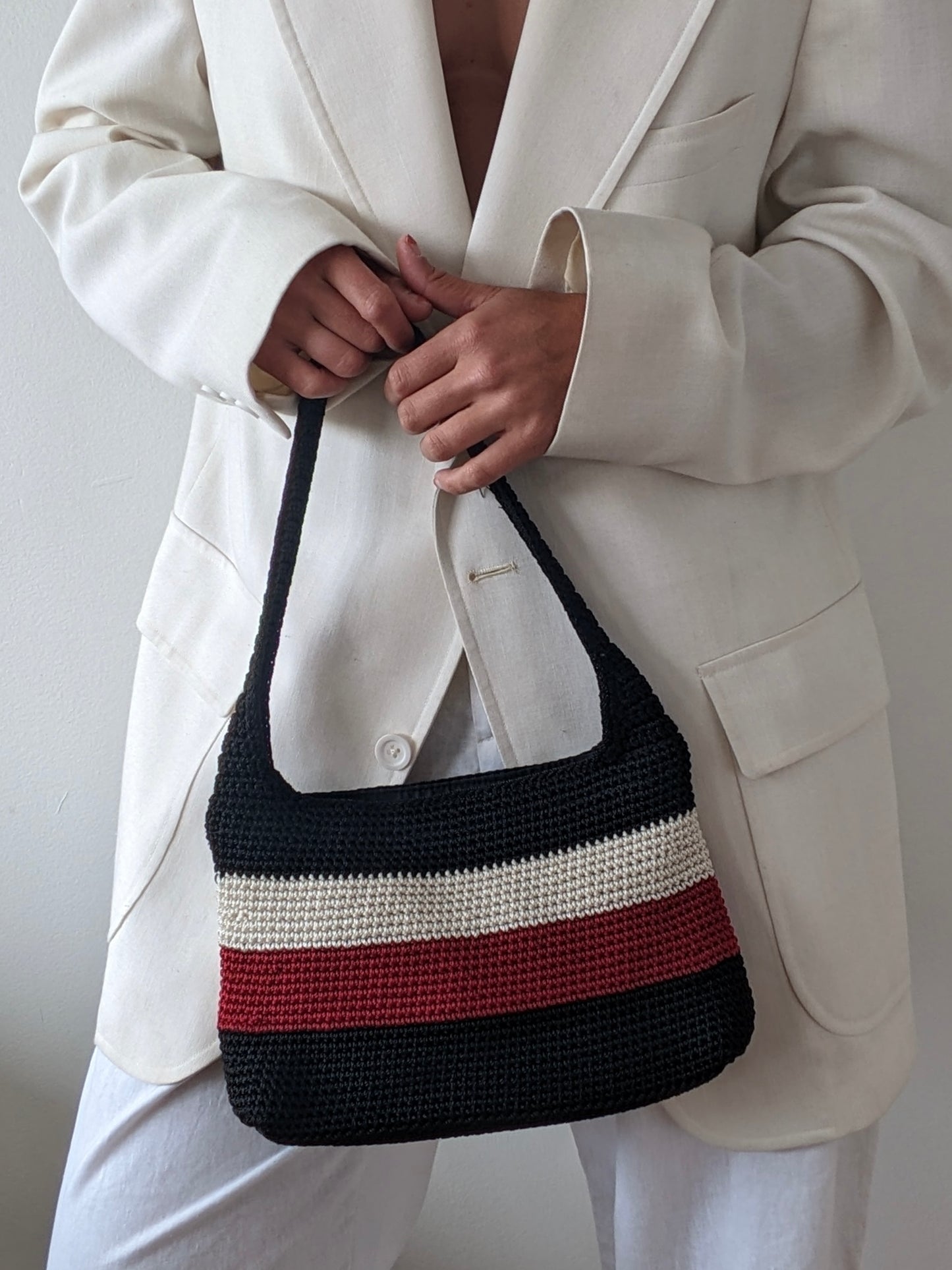 Vintage The Sak Striped Crochet Purse