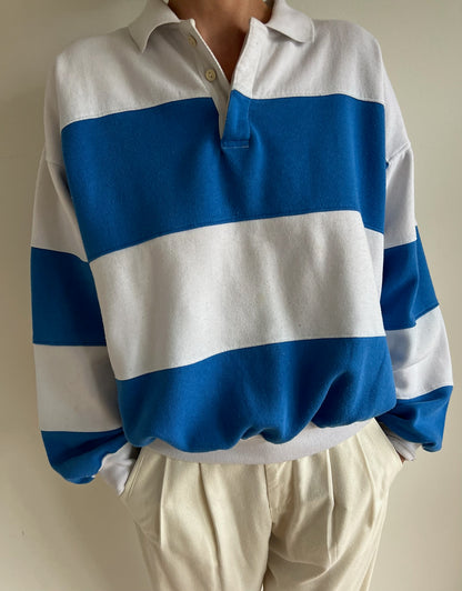 Vintage Blue & White Striped Henley