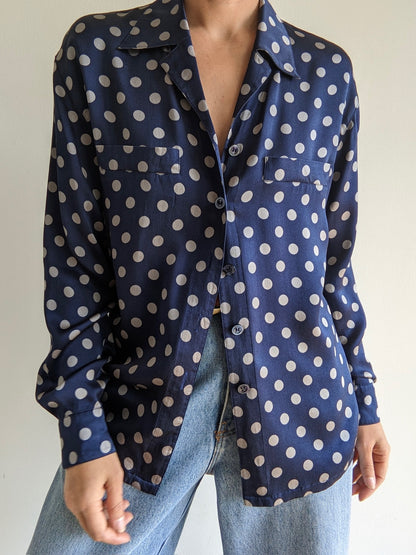 Vintage Escada Polka Dot Silk Blouse