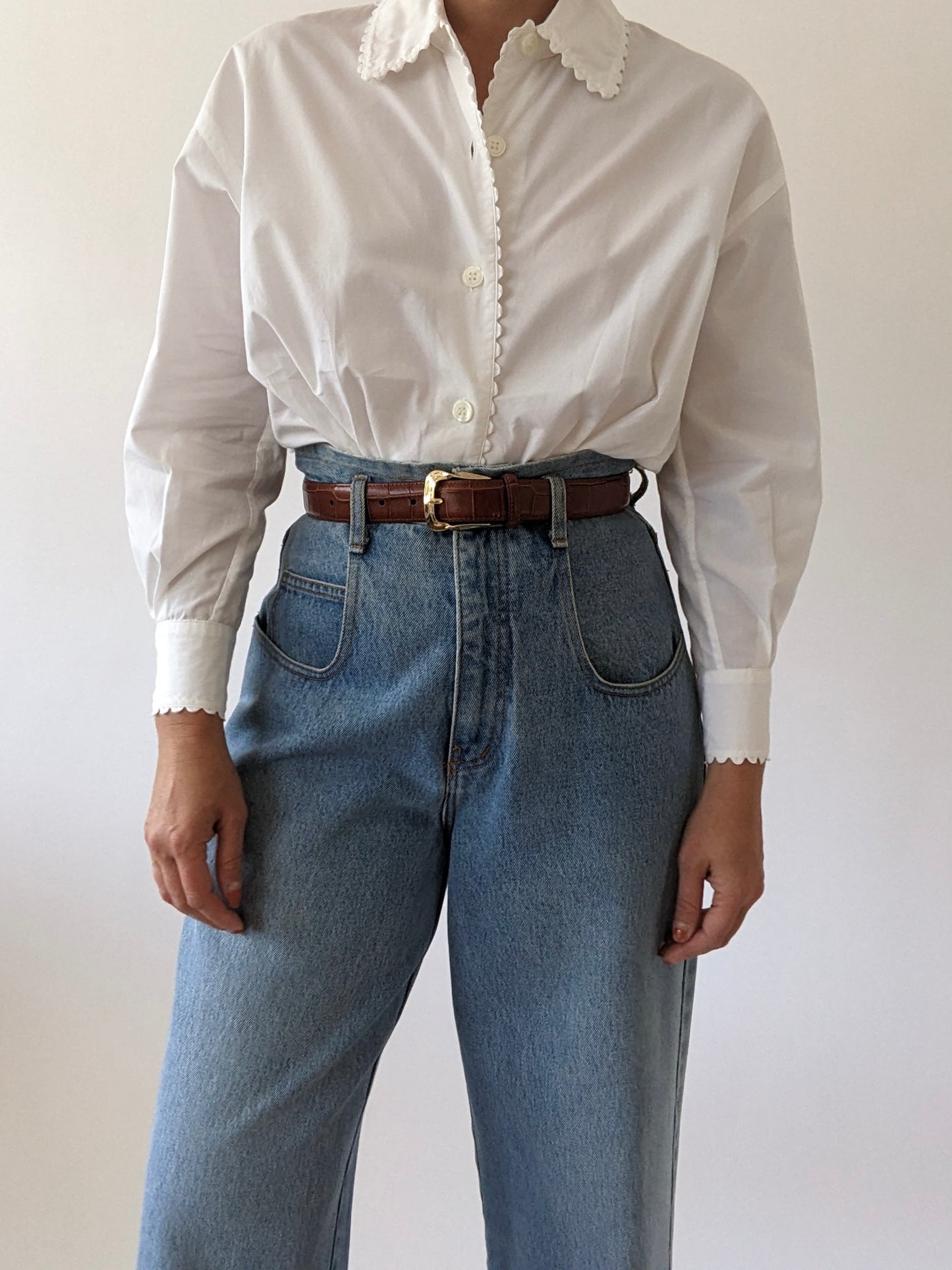Vintage Emanuel Ungaro Scalloped Cotton Bodysuit