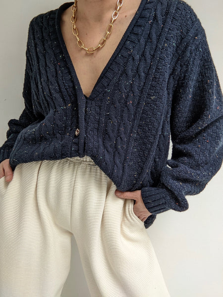 Vintage Speckled Navy Cardigan