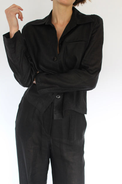 Vintage Onyx Sheer Linen Top & Pant Set