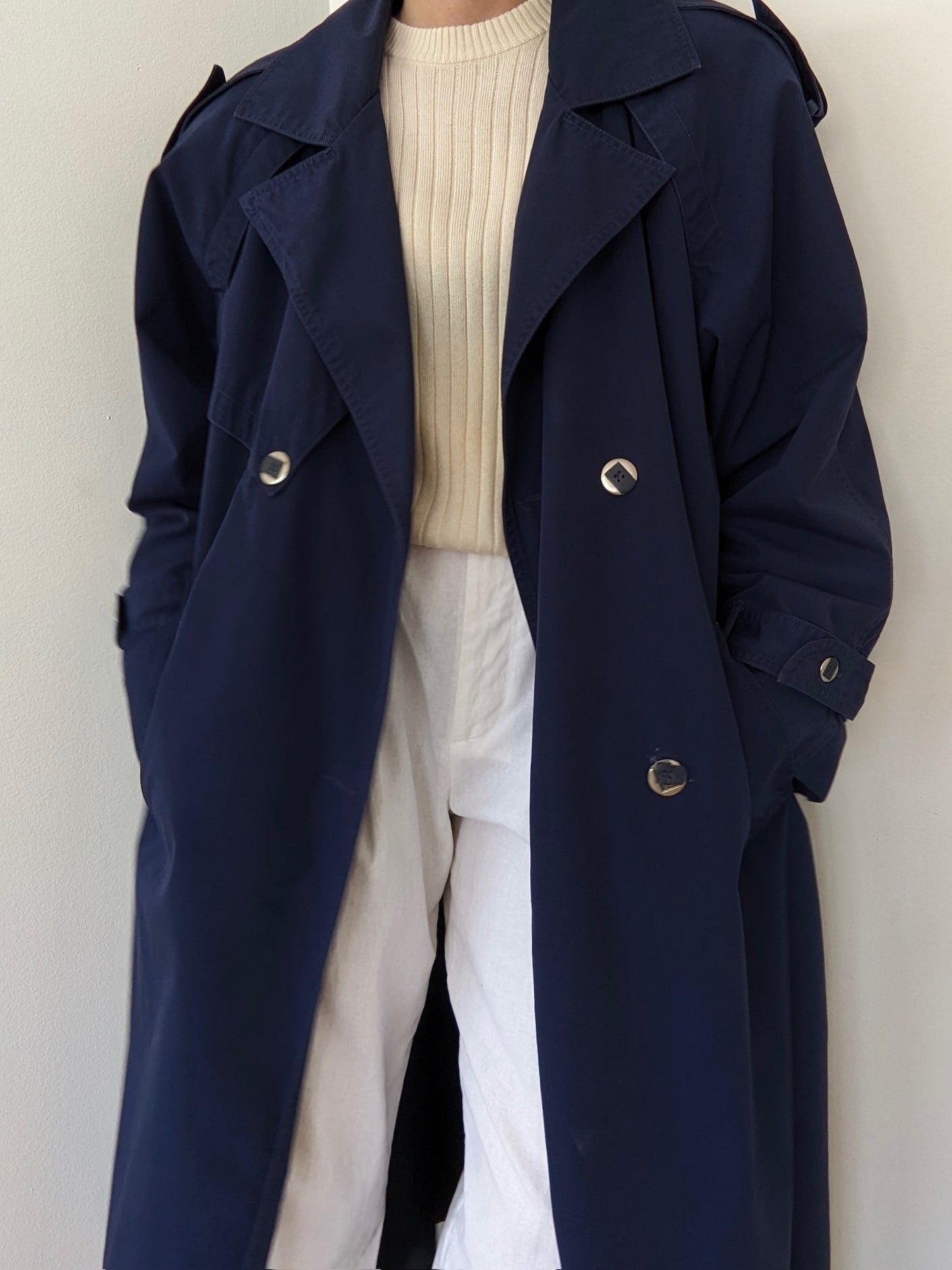 Vintage Navy Cotton Trench Coat