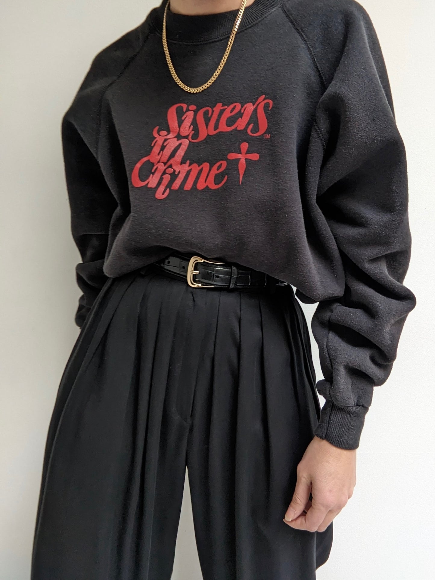 Vintage "Sisters in Crime" Raglan Sweatshirt