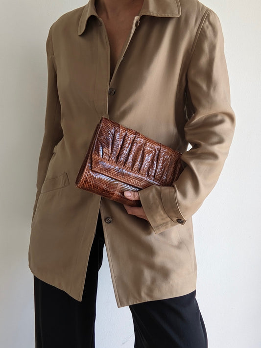 Vintage Whiskey Snakeskin Convertible Clutch