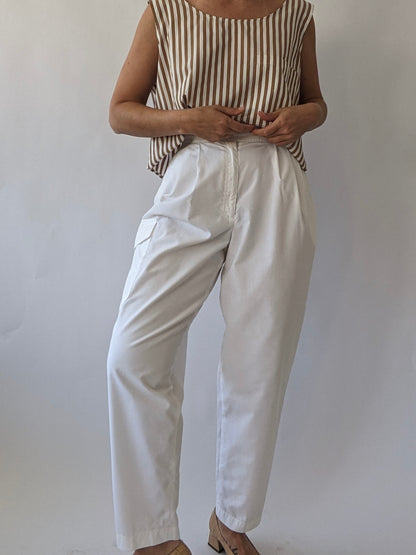 Favorite Vintage Eggshell Pleated Cargo Pants