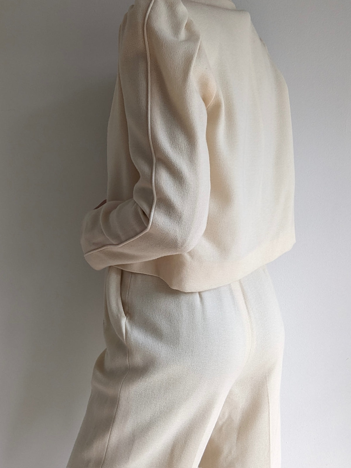 Vintage Buttercream Crepe Wool Pantsuit