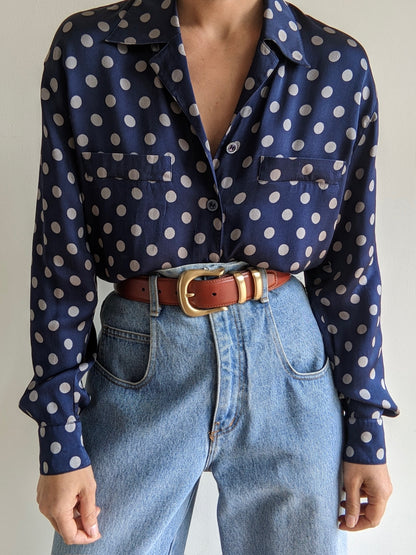 Vintage Escada Polka Dot Silk Blouse