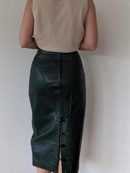 Vintage Fern Leather Skirt