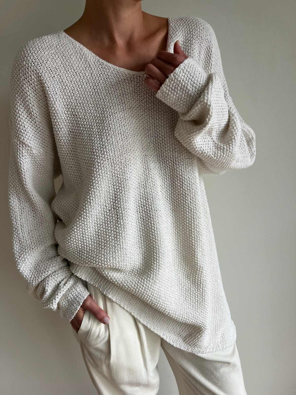 Vintage Ivory Seed Stitch Sweater