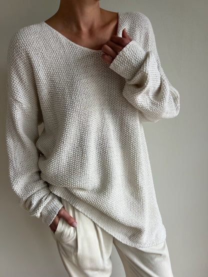 Vintage Ivory Seed Stitch Sweater