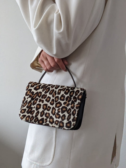 Vintage Donald J. Pliner Printed Calf Hair & Leather Purse