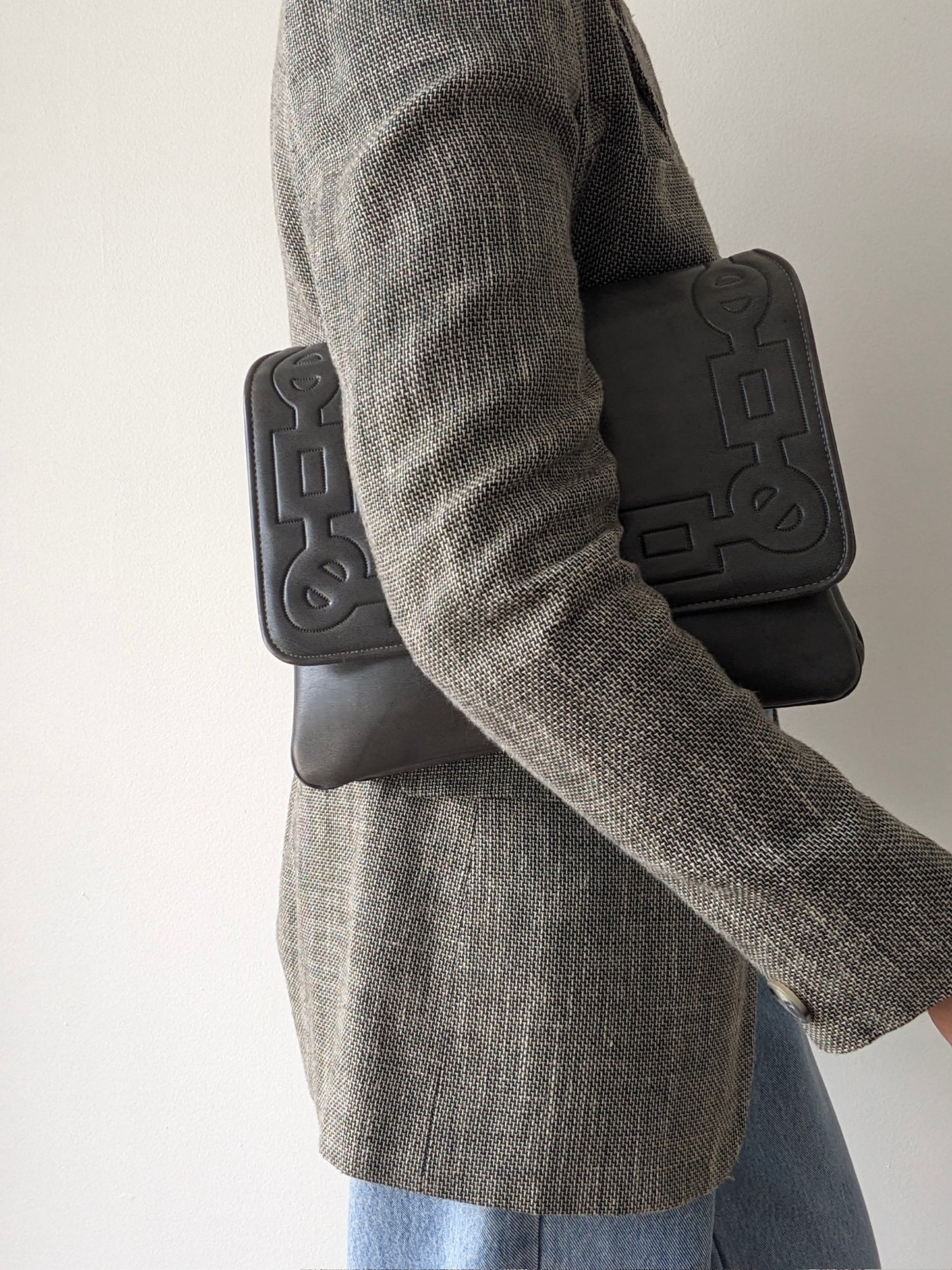 Vintage Smoke Vegan Leather Clutch Bag
