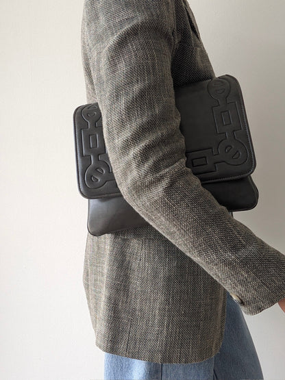 Vintage Smoke Vegan Leather Clutch Bag