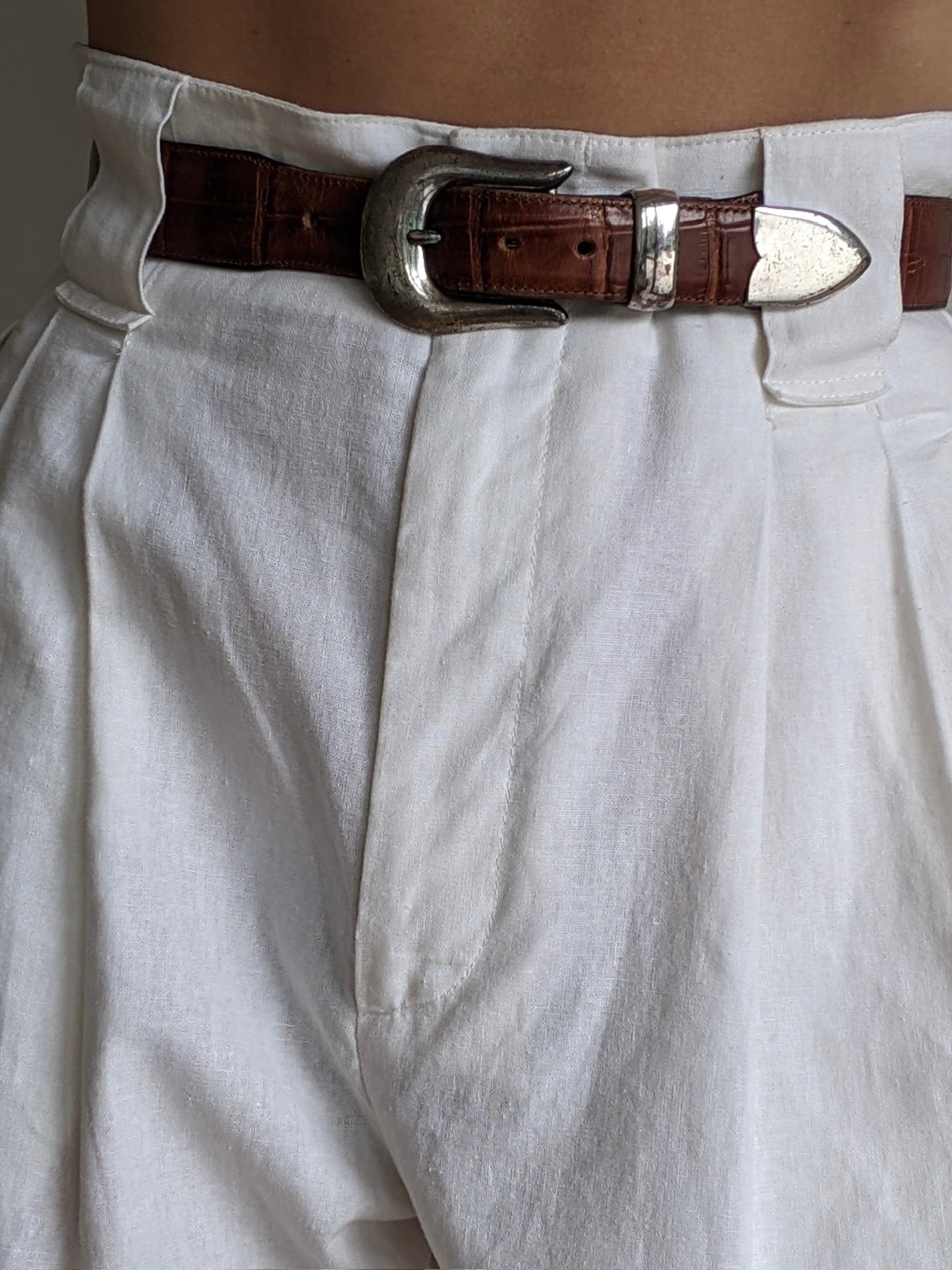 Vintage Tobacco Embossed Leather Belt