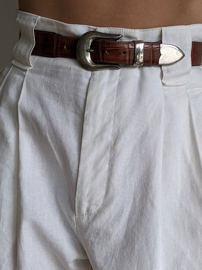 Vintage Tobacco Embossed Leather Belt
