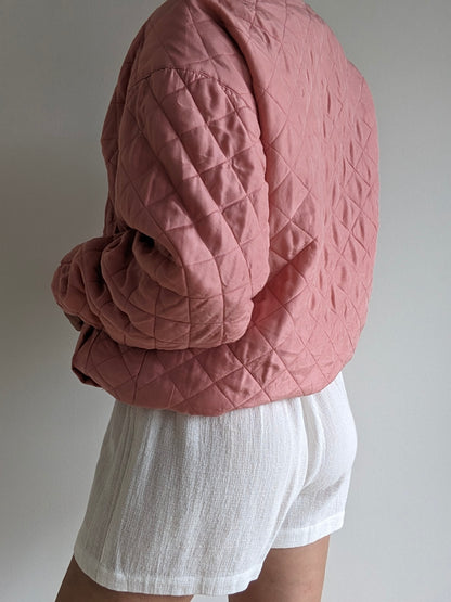 Vintage Rose Quilted SIlk Bomber