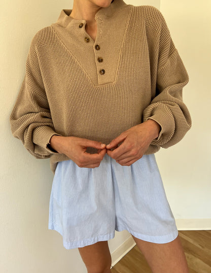 Favorite Vintage Latte Cotton Henley
