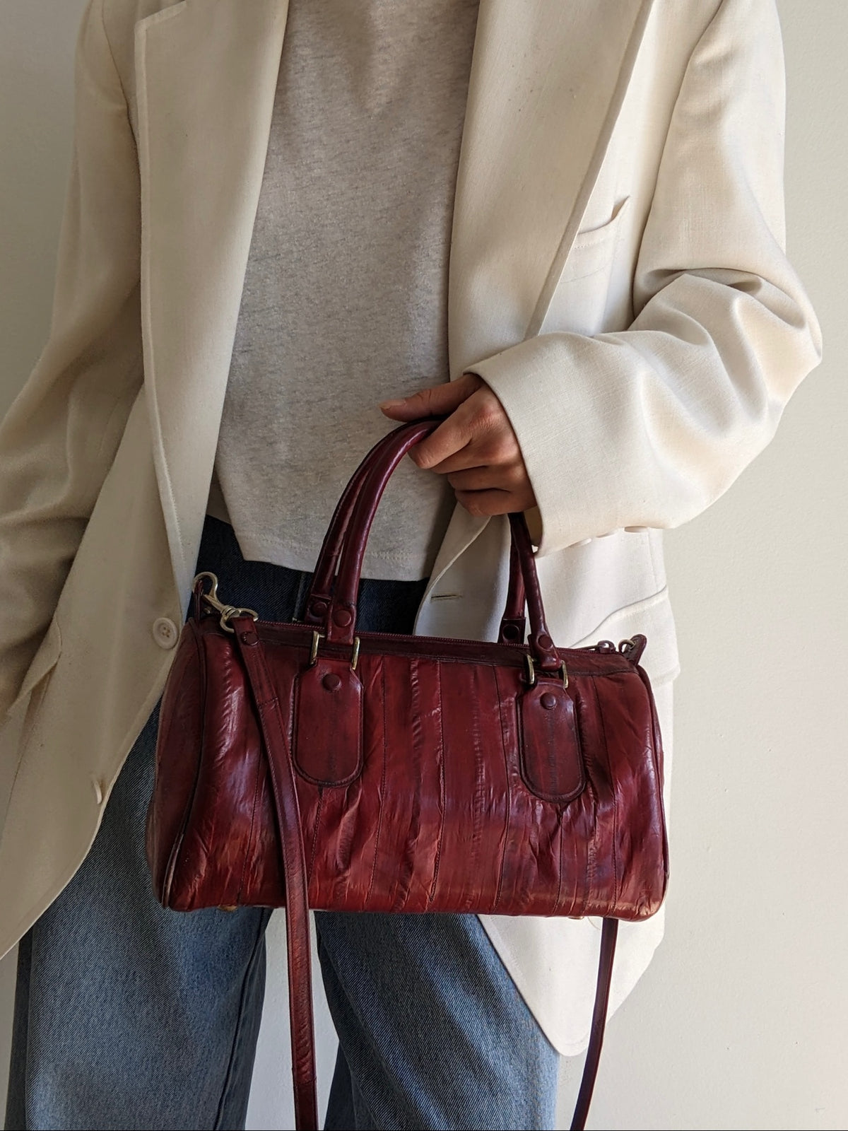 Vintage Oxblood Eelskin Leather Purse