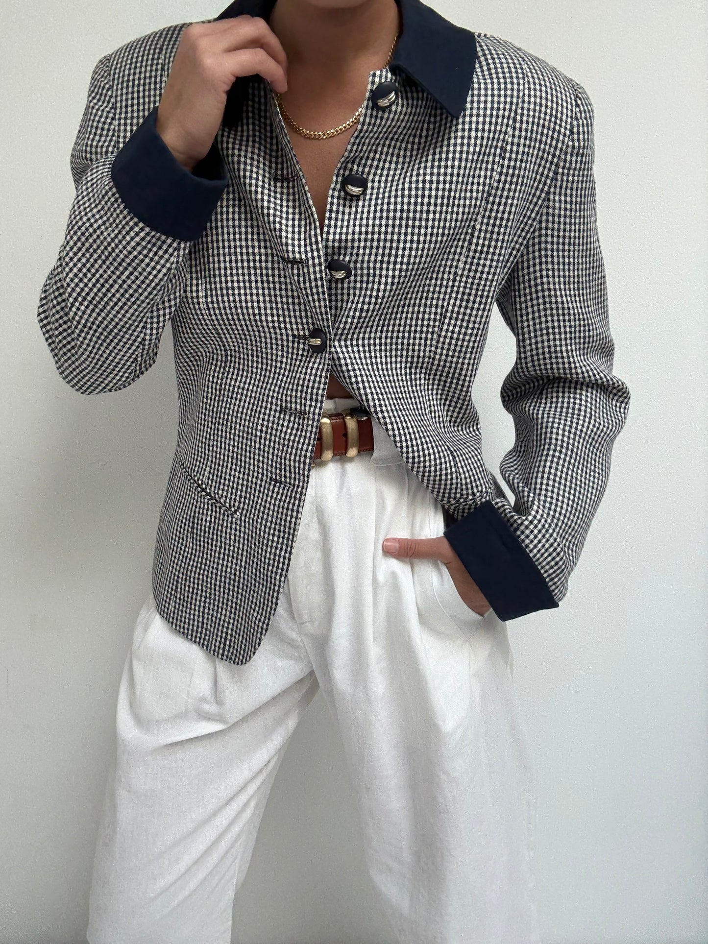 Vintage Gingham Linen Jacket