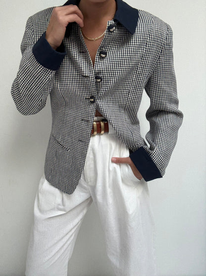 Vintage Gingham Linen Jacket