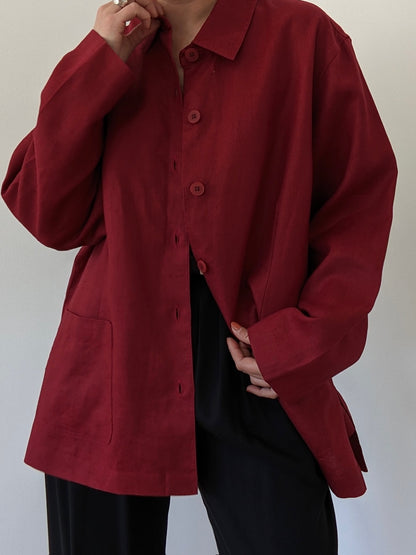Vintage Wine Linen Chore Jacket