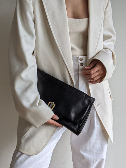 Vintage Italian Onyx Leather Clutch