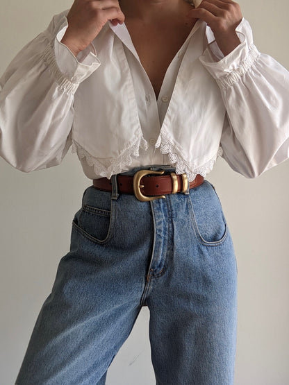Vintage Eggshell Neck Tie Blouse