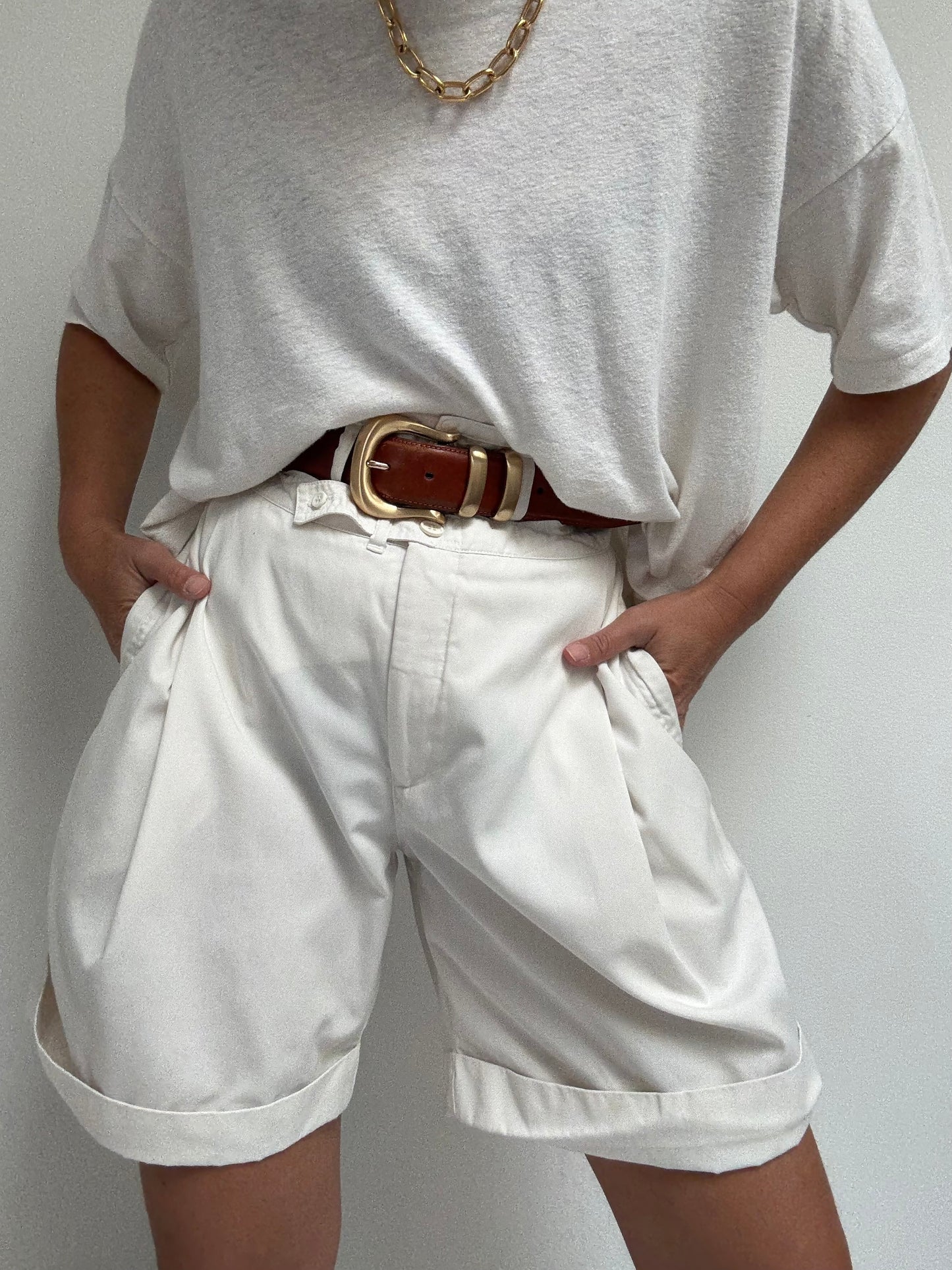 Vintage Ivory Twilled Shorts