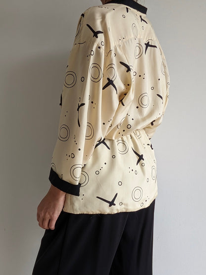 Vintage Joanie Char Printed Silk Peplum Blouse